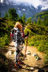 woman, hiking, alps
